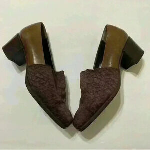 Vintage Amalfi Women’s Shoes Heels Brown Slip On Italy Leather Size 6B Formal